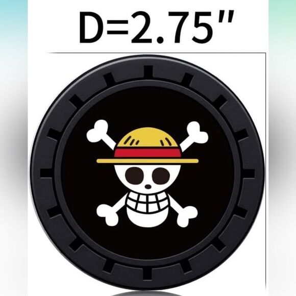 Skull and Crossbones car cup Coasters in black  Set of 2 NWT - Picture 3 of 8